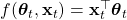 f(\boldsymbol{\theta}_t, \mathbf{x}_t) = \mathbf{x}_t^\top \boldsymbol{\theta}_t