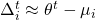 \Delta_i^t \approx \theta^t - \mu_i