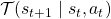 \mathcal{T}(s_{t+1} \mid s_t, a_t)