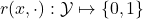 r(x, \cdot): \mathcal{Y} \mapsto \{0,1\}