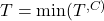 T = \text{min}(T^∗, C)