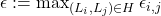 \epsilon := \max_{(L_i, L_j)\in H}\epsilon_{i,j}