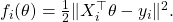 f_i(\theta) = \frac{1}{2} \|X_i^\top\theta - y_i\|^2.