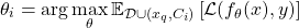 \[\theta_i = \text{arg}\max_{\theta} \mathbb{E}_{\mathcal{D} \cup (x_q, C_i)}\left[ \mathcal{L}(f_{\theta}(x), y)\right]\]