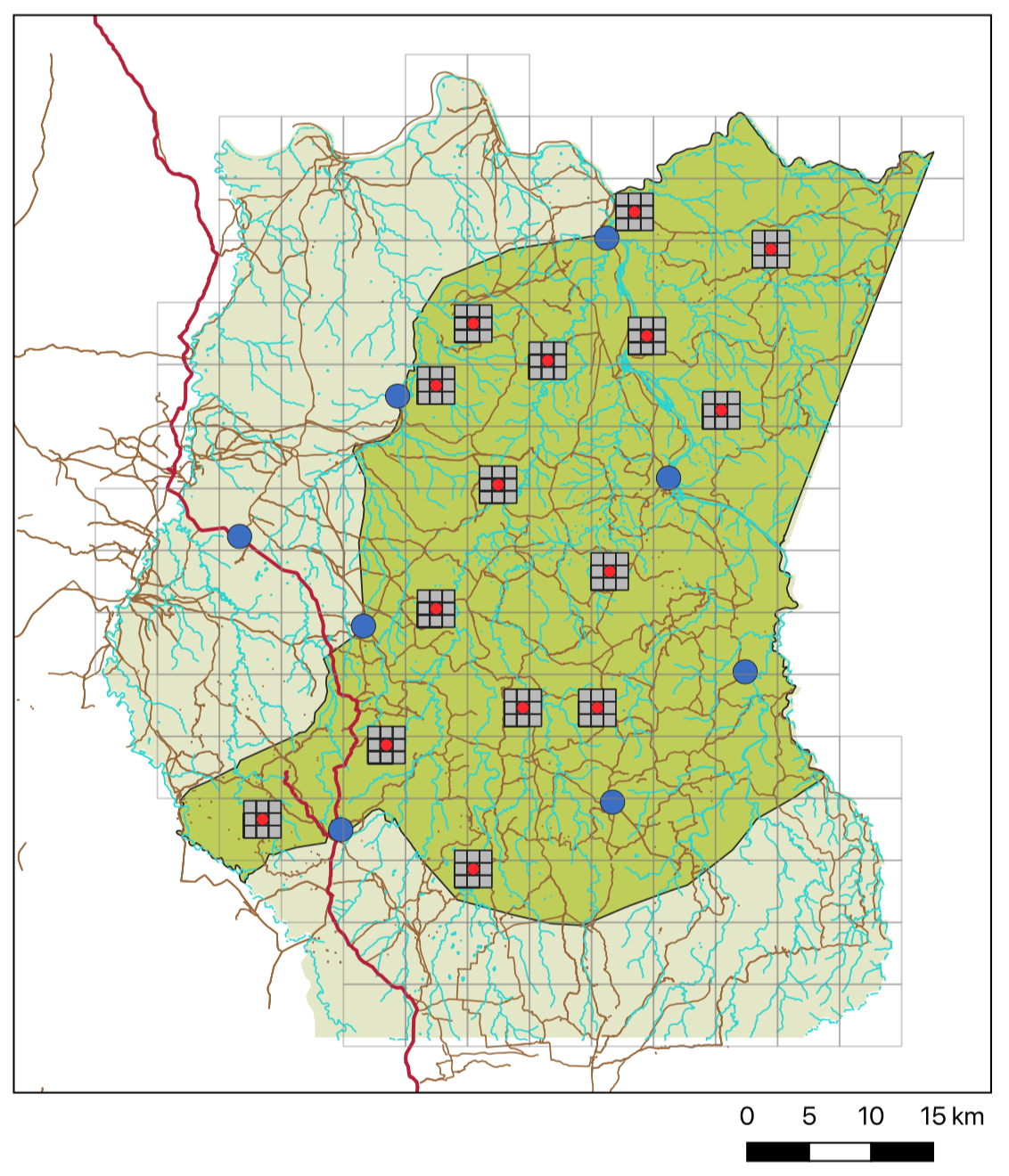 A sample of field test regions used