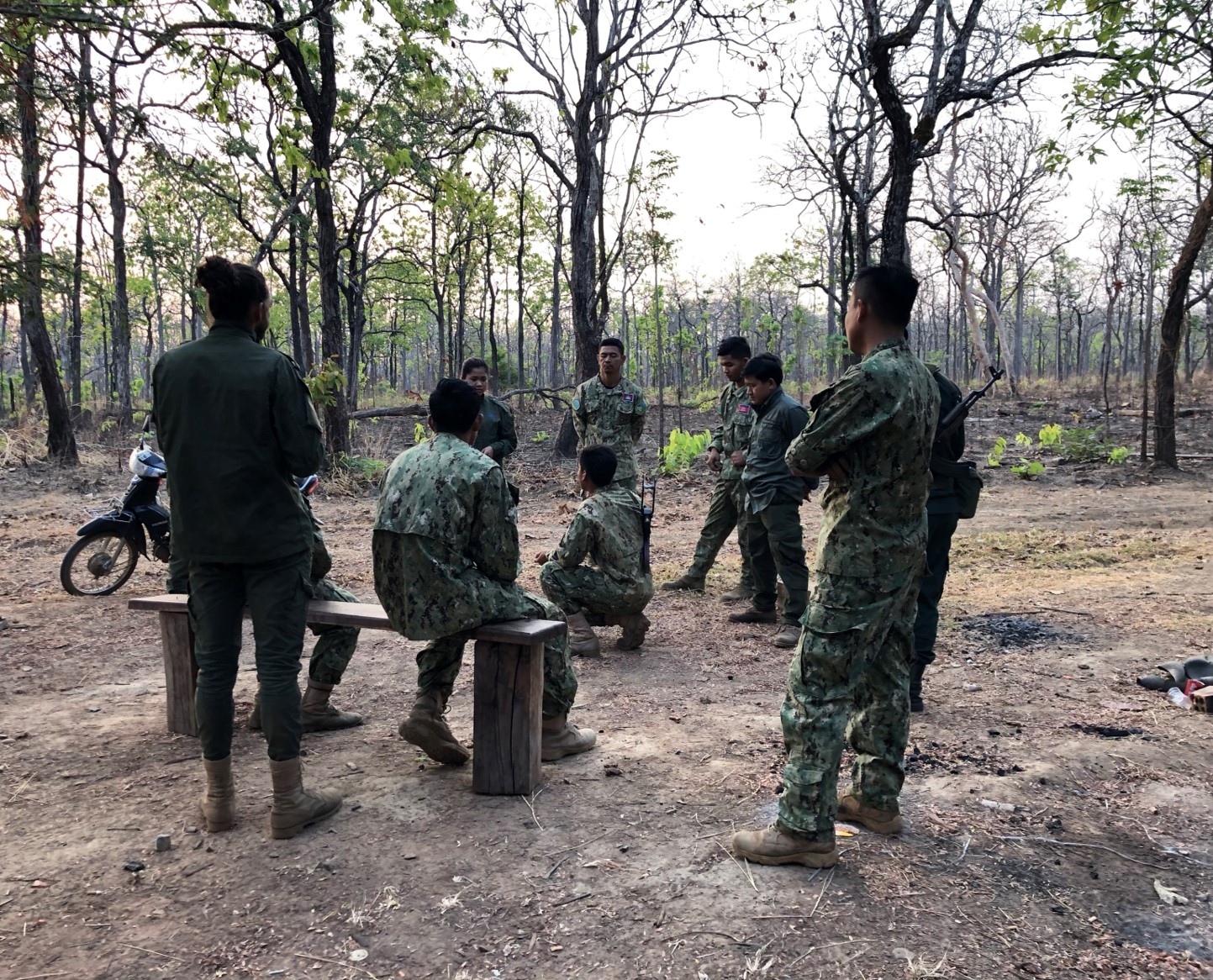 Rangers in Srepok discussing before a patrol