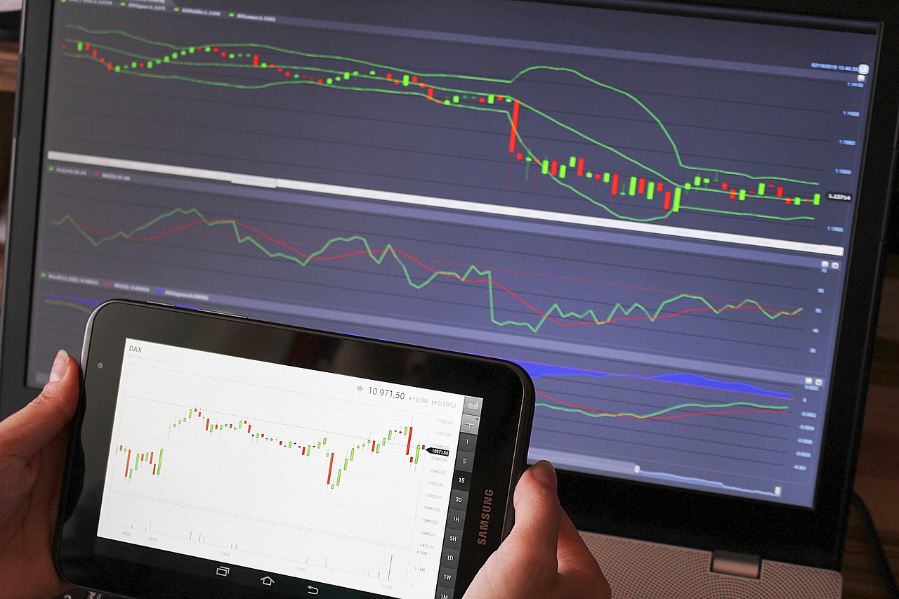 stocks trading screen and graph on mobile phone