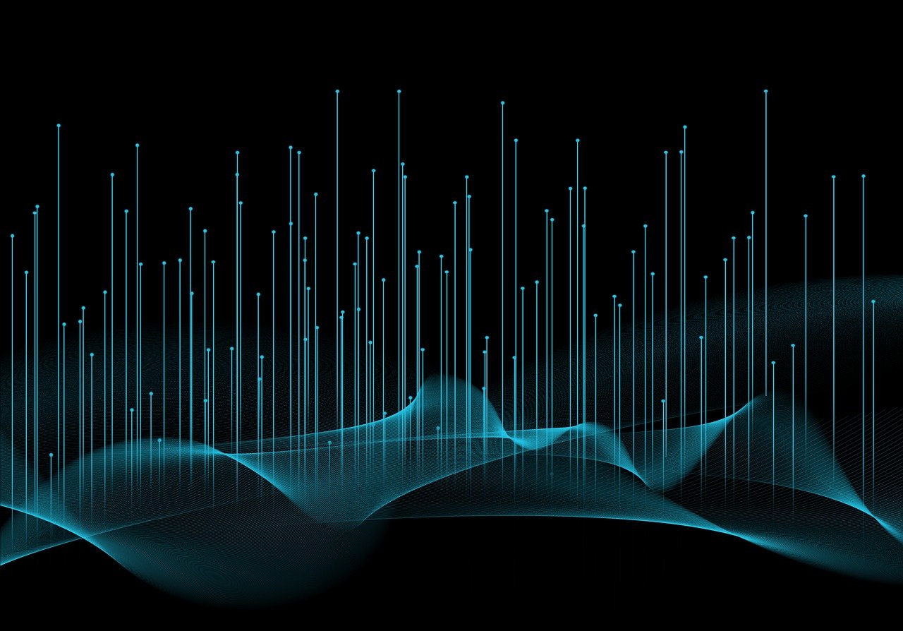 blue waveform on a black background