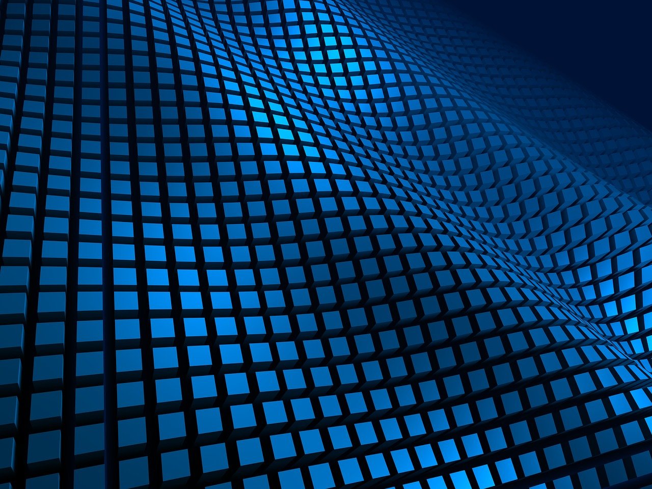 abstract image - blue blocks in a wavy grid