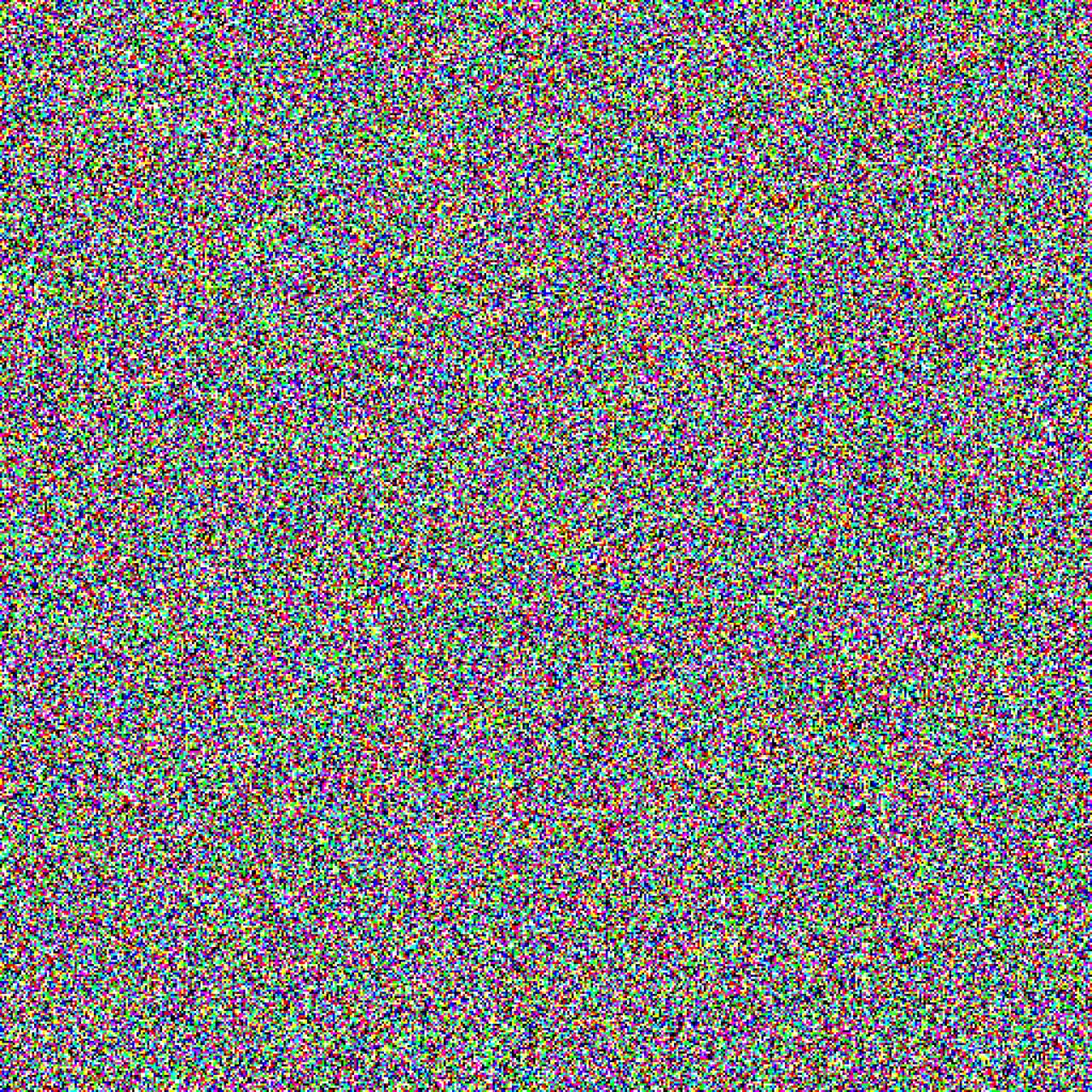 A cluster of coloured pixels made up from random gaussian noise taking up the whole canvas, representing a not denoised AI generated image; digital pointillism