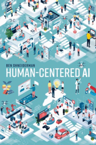 The cover shows lots of mini environments which protray the relationship between technology and humans. For instance, in onem, there is a human interacting with an interactive screen, individuals watching TV, at work, or in factories. 