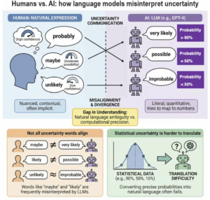 a multicolor three-pane graphic with icons representing humans and robots, and text and arrows
