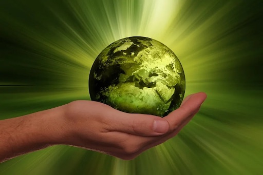 earth as a glowing green globe